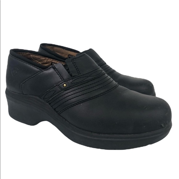 Ariat Women's Steel Toe Clog Work Shoes 10002368 Black Leather Size 9C - Picture 1 of 12